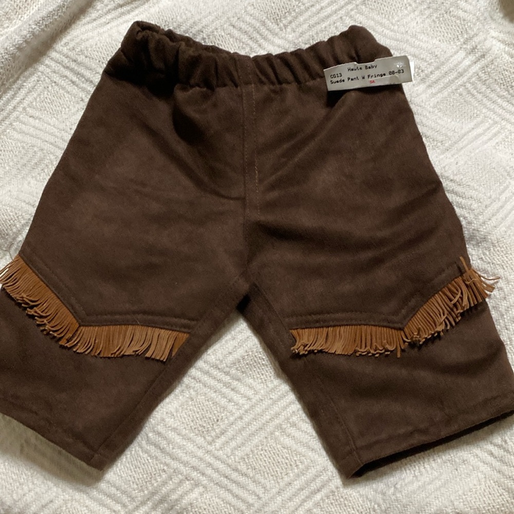 Haute baby suede pant with fringe